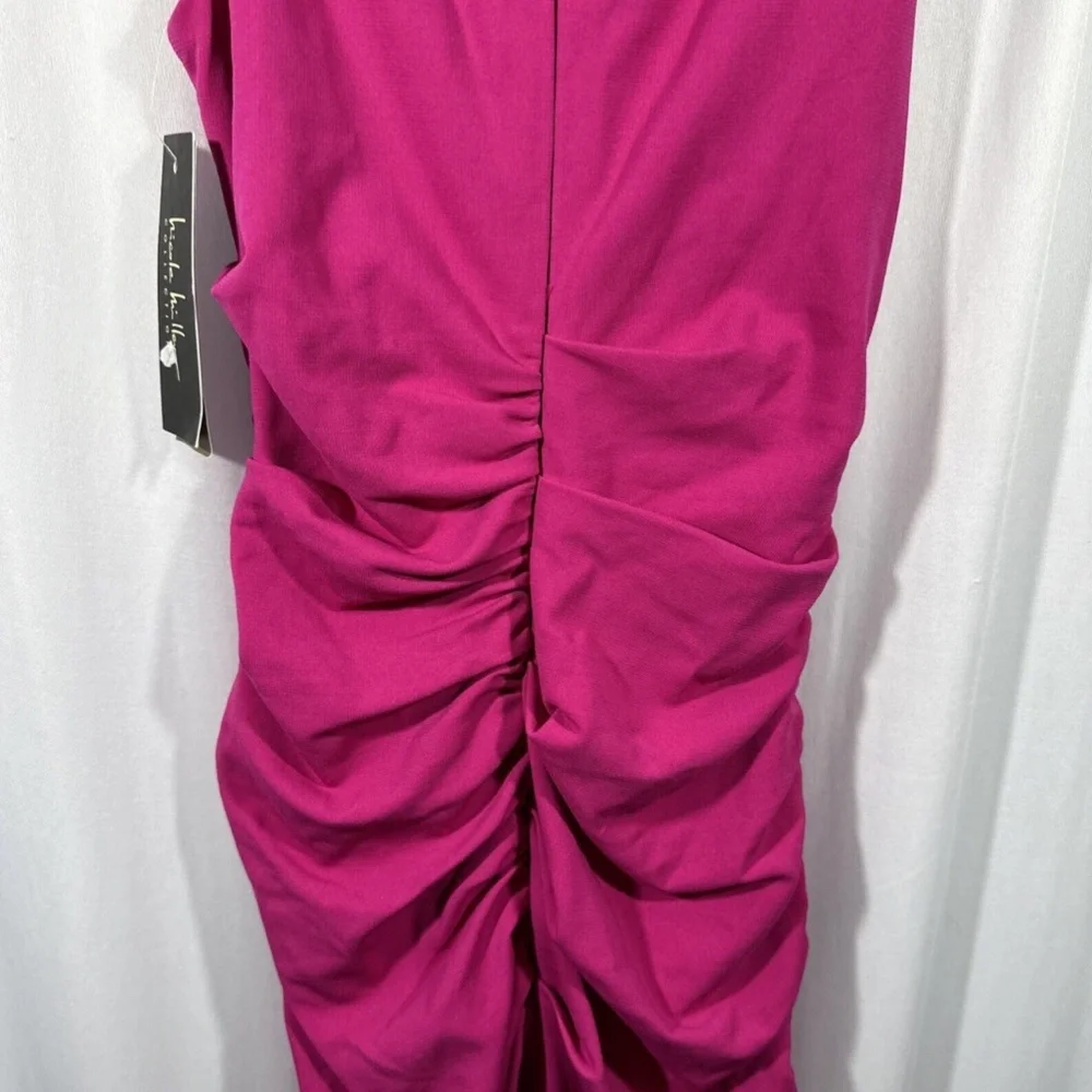 NWT‎ $385 Nicole Miller [ 4 ] Jersey Palazzo Off Shoulder Dress Very Berry - Picture 13 of 15